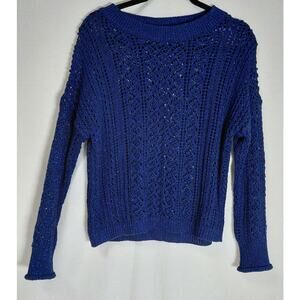 KAOS Made in Italy Blue Knit Sweater Size Solid Long Sleeve /See measurements